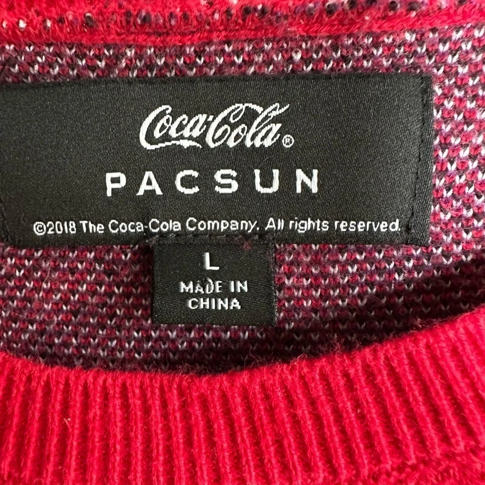 Pacsun Red Coca Cola Polar Bear Crewneck Christmas Sweater Men’s Large